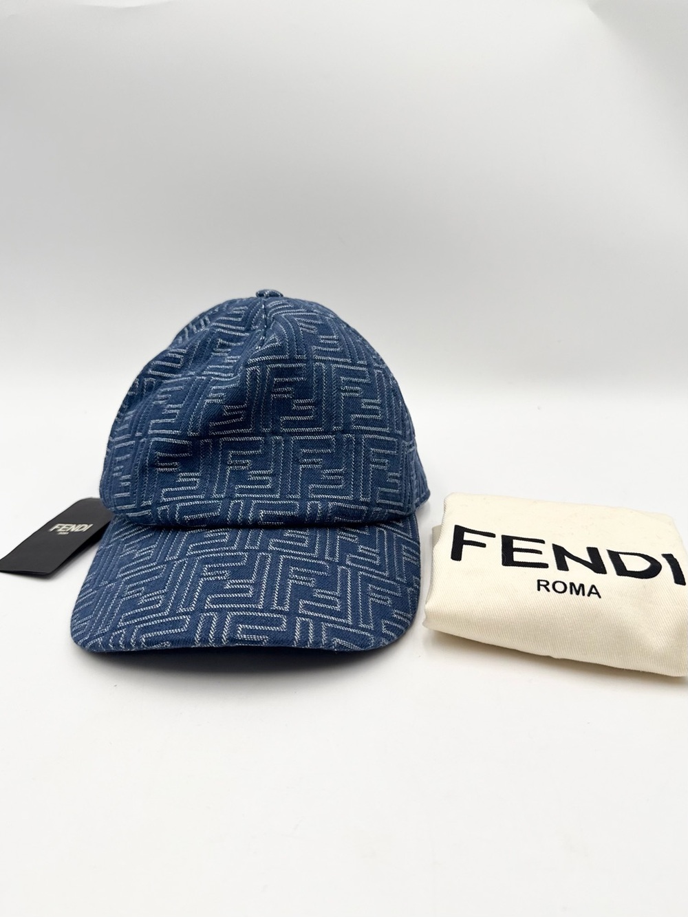 FENDI FF jacquard denim baseball cap - blue